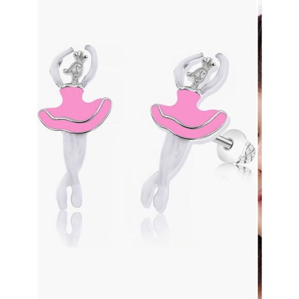 Kids' Ballerina Pink Stud Earrings